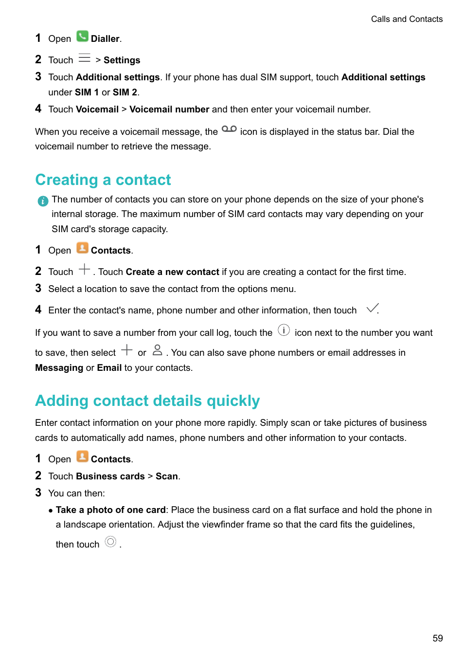 Creating a contact, Adding contact details quickly | Honor 8 Pro User Manual | Page 65 / 155