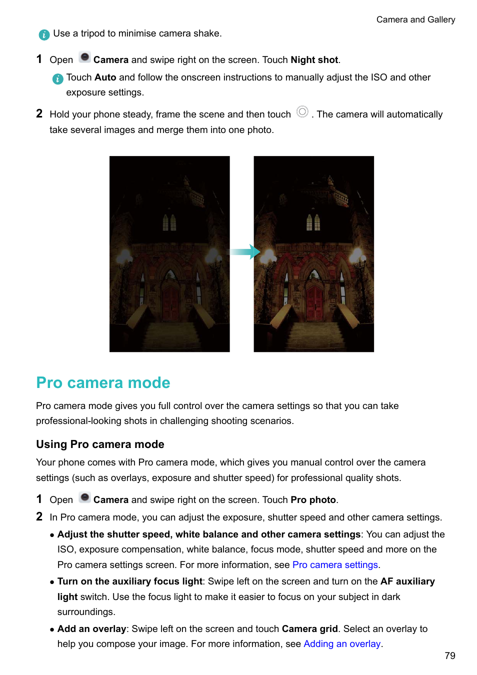 Pro camera mode, Using pro camera mode | Honor 8 Pro User Manual | Page 85 / 155