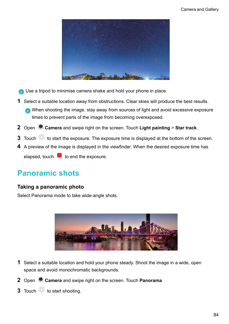 Panoramic shots, Taking a panoramic photo | Honor 8 Pro User Manual | Page 90 / 155