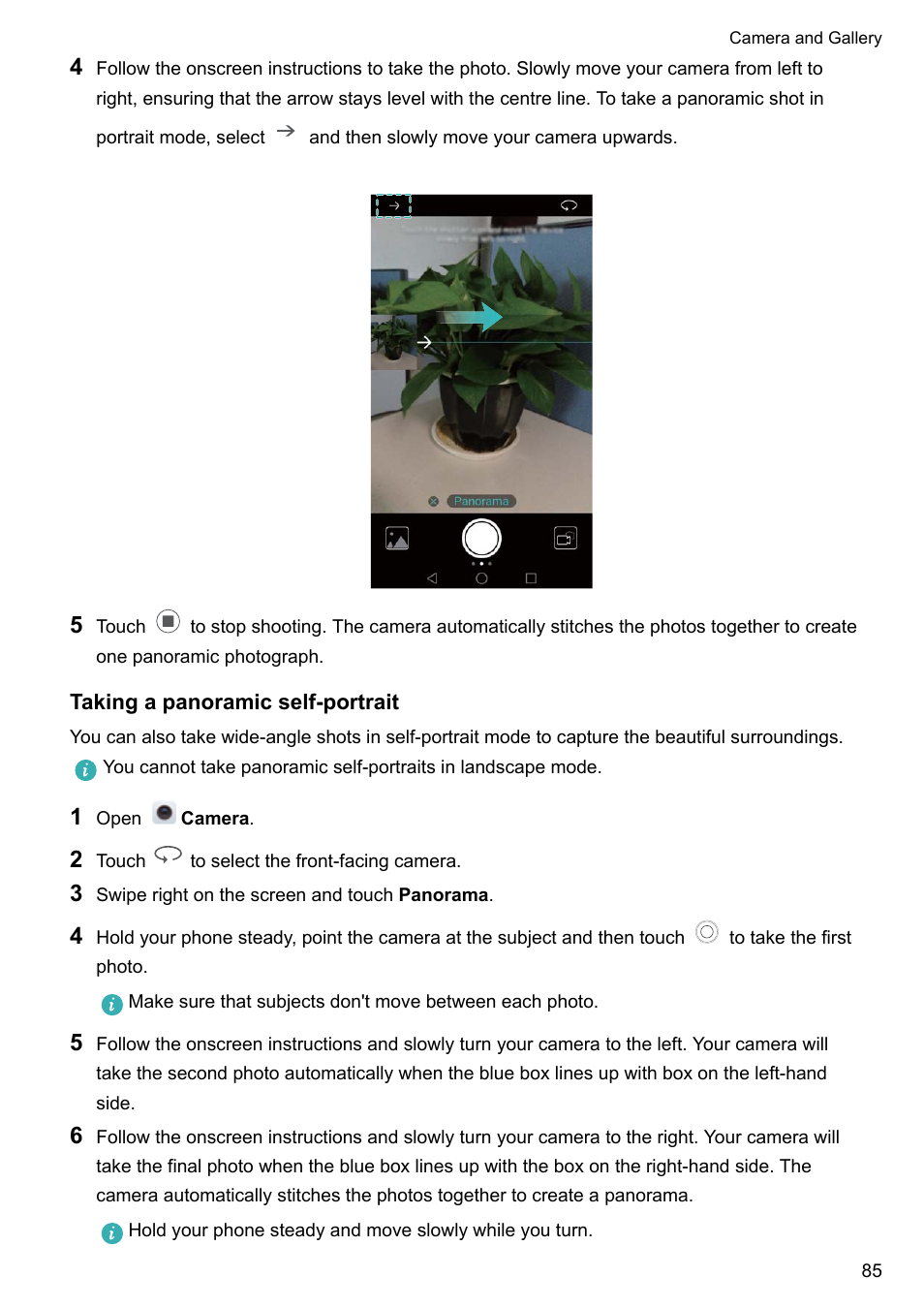 Taking a panoramic self-portrait | Honor 8 Pro User Manual | Page 91 / 155