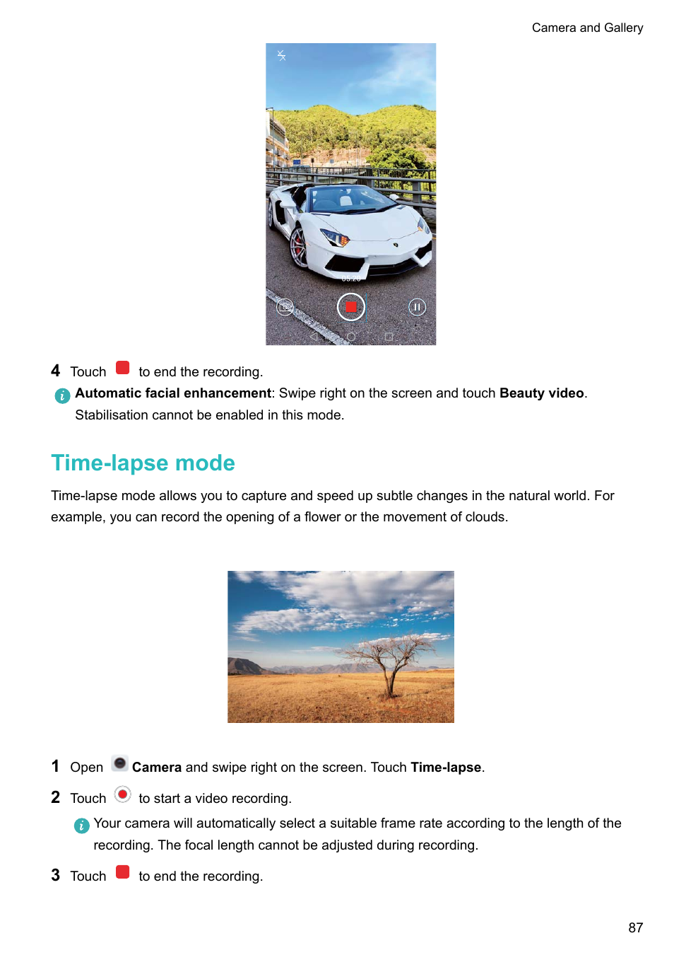 Time-lapse mode | Honor 8 Pro User Manual | Page 93 / 155