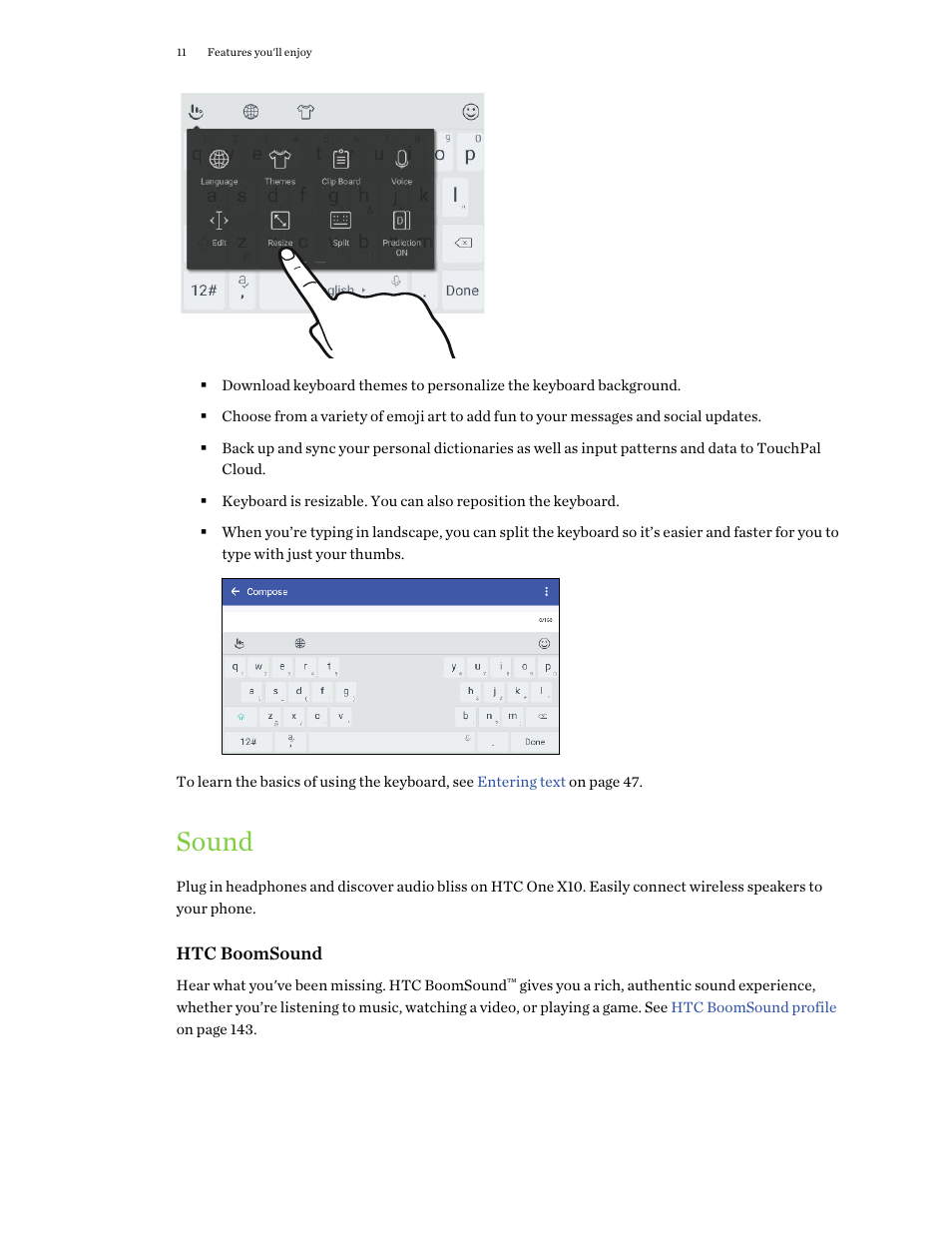 Sound | HTC One X10 User Manual | Page 11 / 161