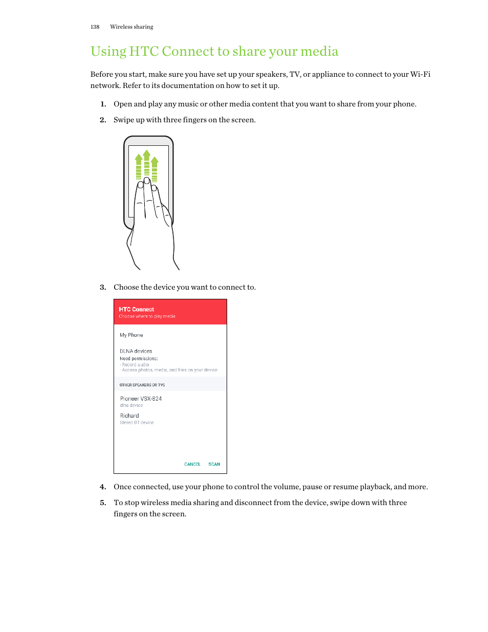 Using htc connect to share your media | HTC One X10 User Manual | Page 138 / 161