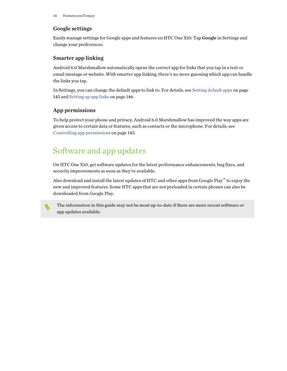 Software and app updates | HTC One X10 User Manual | Page 14 / 161