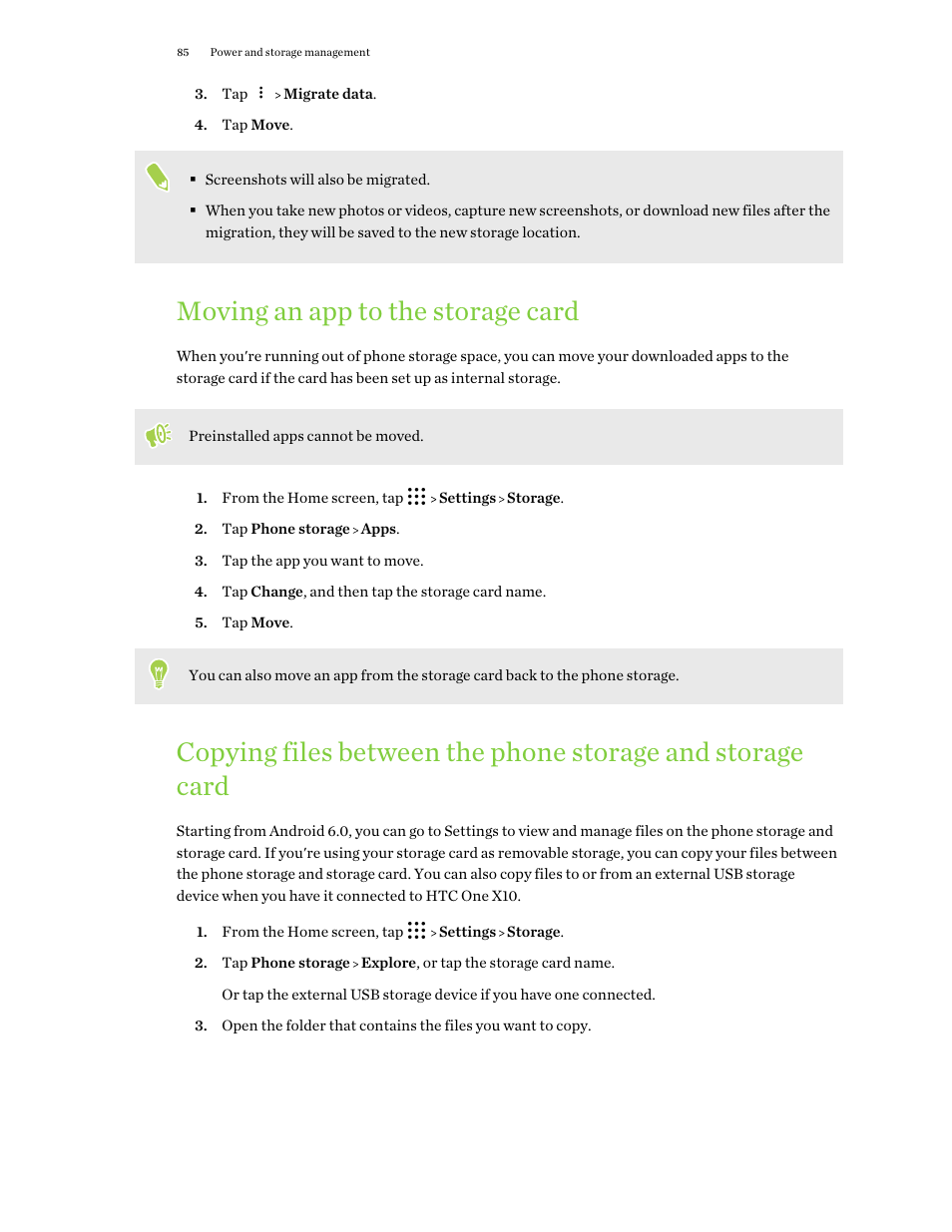 Moving an app to the storage card | HTC One X10 User Manual | Page 85 / 161