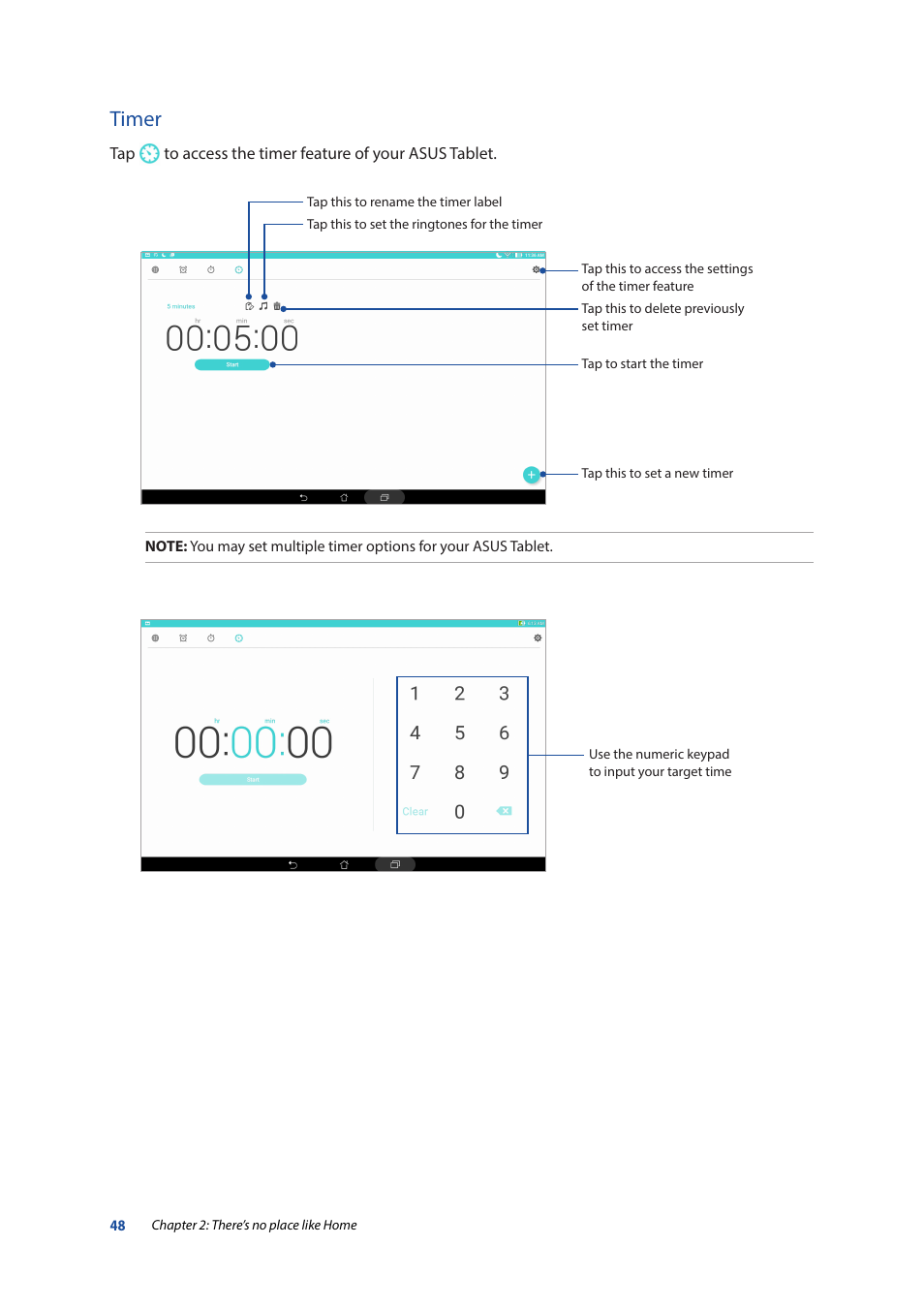 Timer | Asus ZenPad 10 (Z300M) User Manual | Page 48 / 126