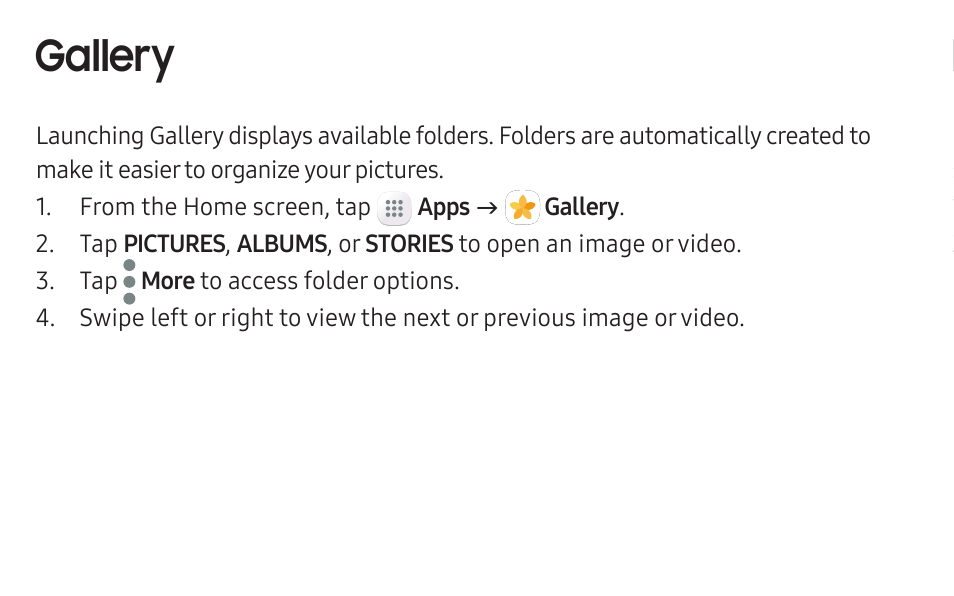 Internet, Camera and video, Gallery | Samsung Galaxy Tab S3 (SM-T825) User Manual | Page 14 / 15