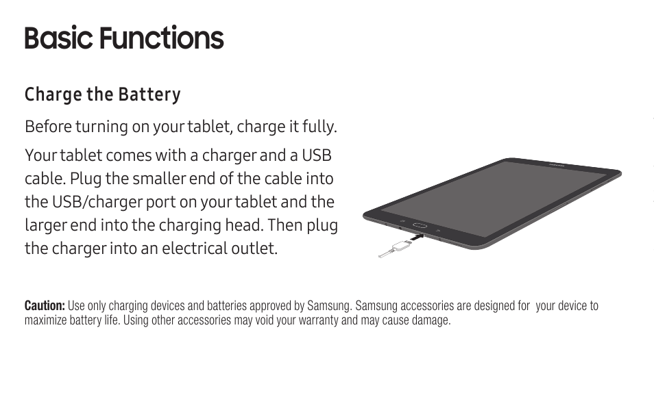 Basic functions | Samsung Galaxy Tab S3 (SM-T825) User Manual | Page 5 / 15