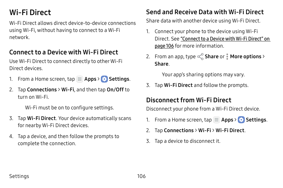 Wi-fi direct | Samsung Galaxy Tab S3 (SM-T825) User Manual | Page 111 / 177