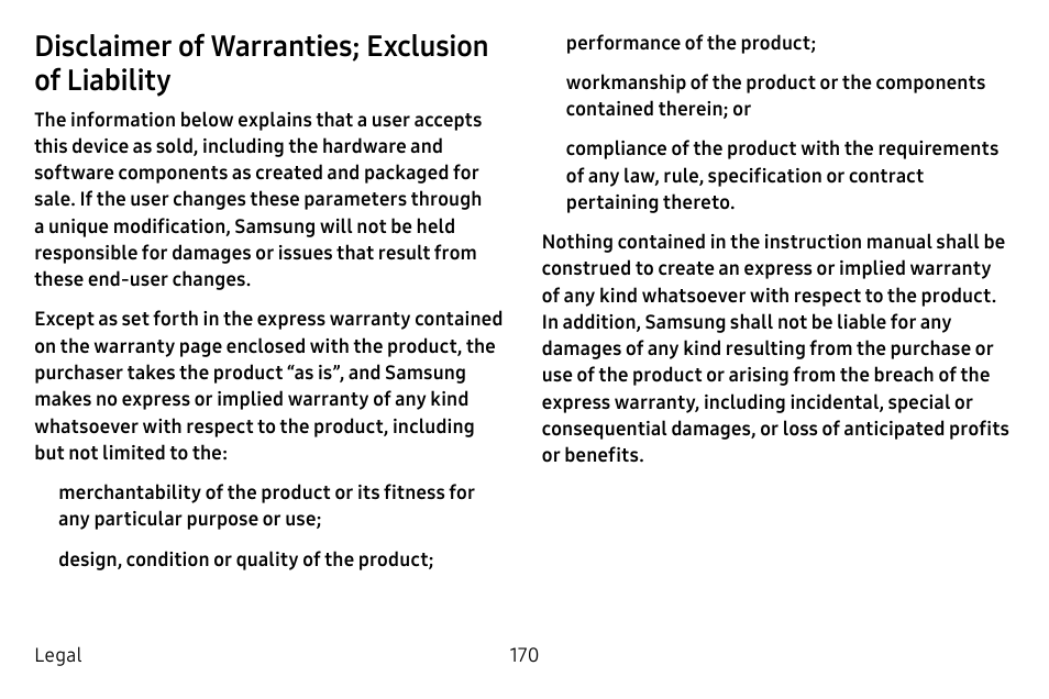 Disclaimer of warranties; exclusion of liability | Samsung Galaxy Tab S3 (SM-T825) User Manual | Page 175 / 177
