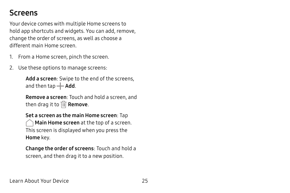 Screens | Samsung Galaxy Tab S3 (SM-T825) User Manual | Page 30 / 177