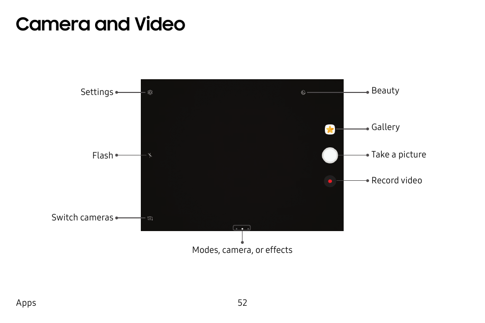 Camera and video | Samsung Galaxy Tab S3 (SM-T825) User Manual | Page 57 / 177