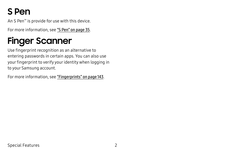 S pen, Finger scanner | Samsung Galaxy Tab S3 (SM-T825) User Manual | Page 8 / 177