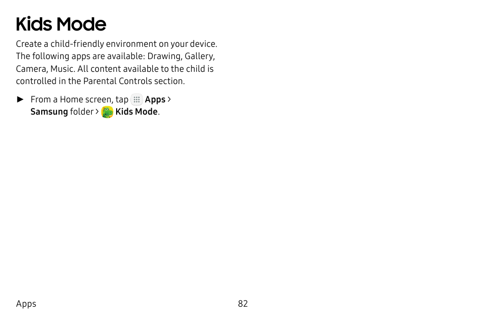 Kids mode | Samsung Galaxy Tab S3 (SM-T825) User Manual | Page 87 / 177
