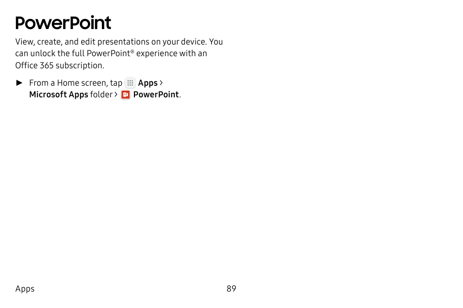 Powerpoint | Samsung Galaxy Tab S3 (SM-T825) User Manual | Page 94 / 177