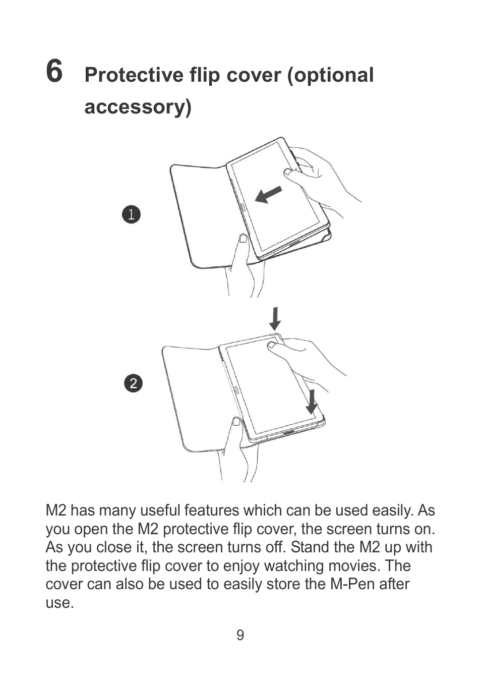 6 protective flip cover (optional accessory) | Huawei MediaPad M2 10.1 (M2-A01L) User Manual | Page 11 / 32