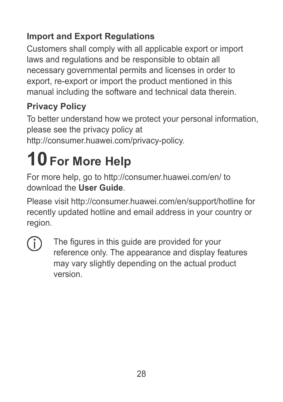 10 for more help, For more help | Huawei MediaPad M2 10.1 (M2-A01L) User Manual | Page 30 / 32