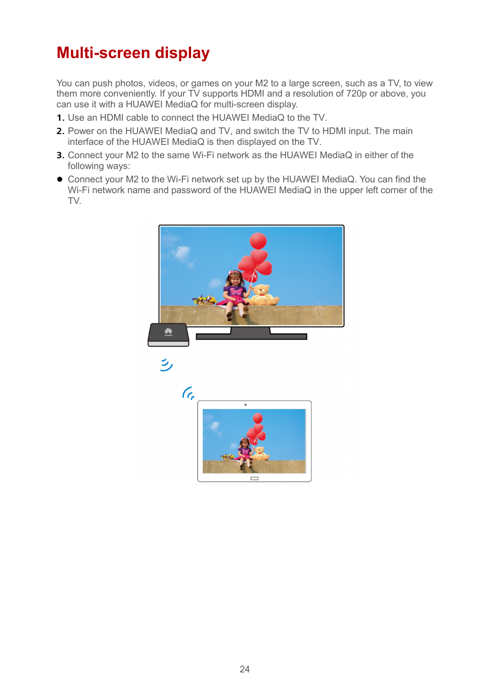 Multi-screen display | Huawei MediaPad M2 10.1 (M2-A01L) User Manual | Page 28 / 40