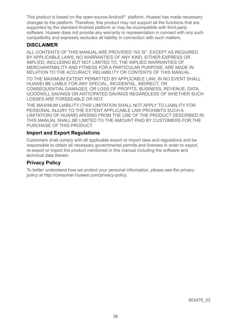 Huawei MediaPad M2 10.1 (M2-A01L) User Manual | Page 40 / 40
