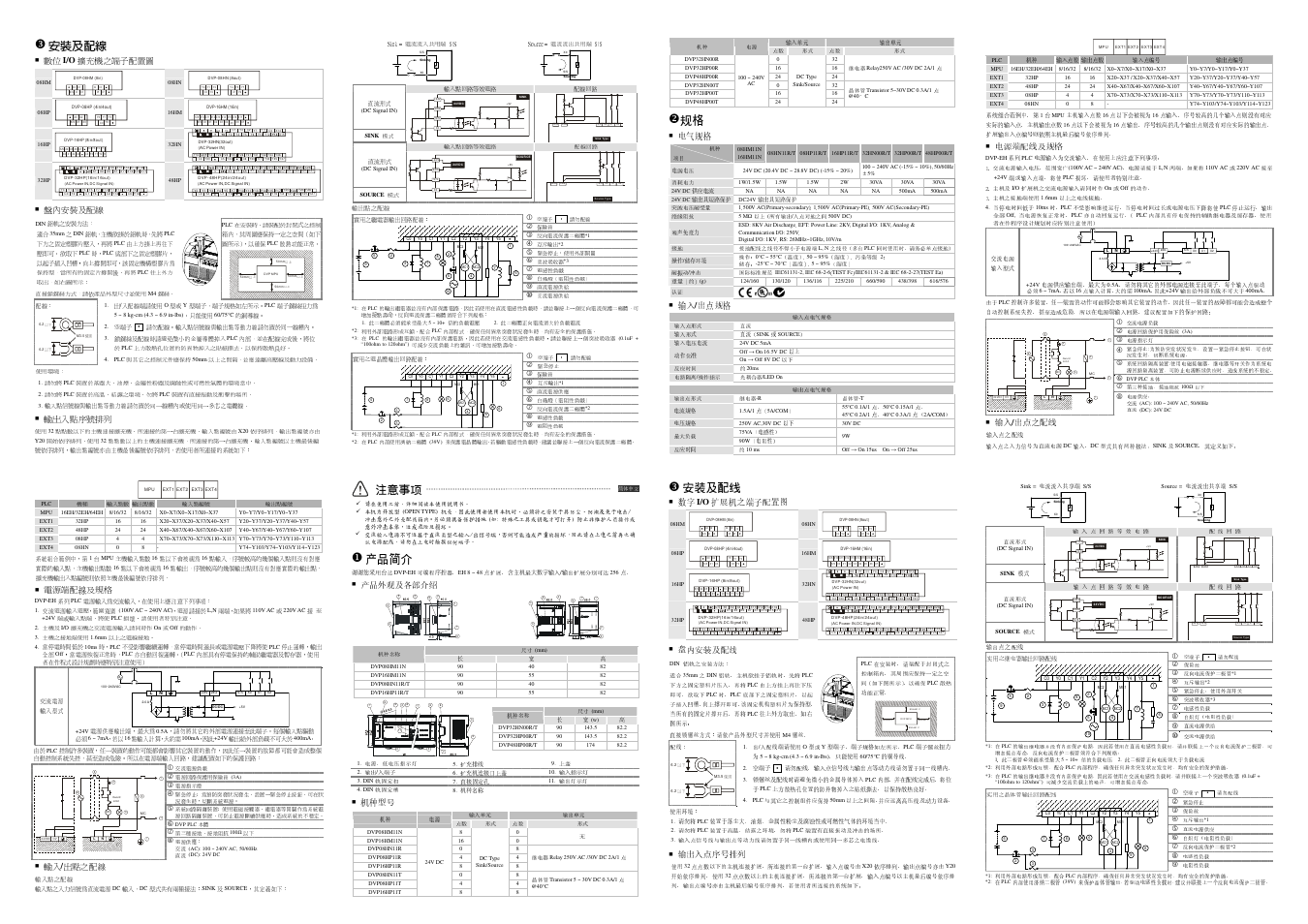 Ov 24vdc mc, Y33 y37, O v 24 v d c mc | 安裝及配線, 注意事項, 產品簡介 | Delta Electronics Programmable Logic Controller DVP-EH Series User Manual | Page 2 / 2