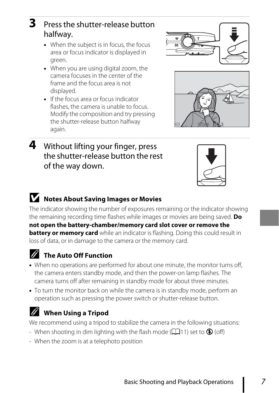 Press the shutter-release button halfway | Nikon Coolpix A100 User Manual | Page 17 / 36