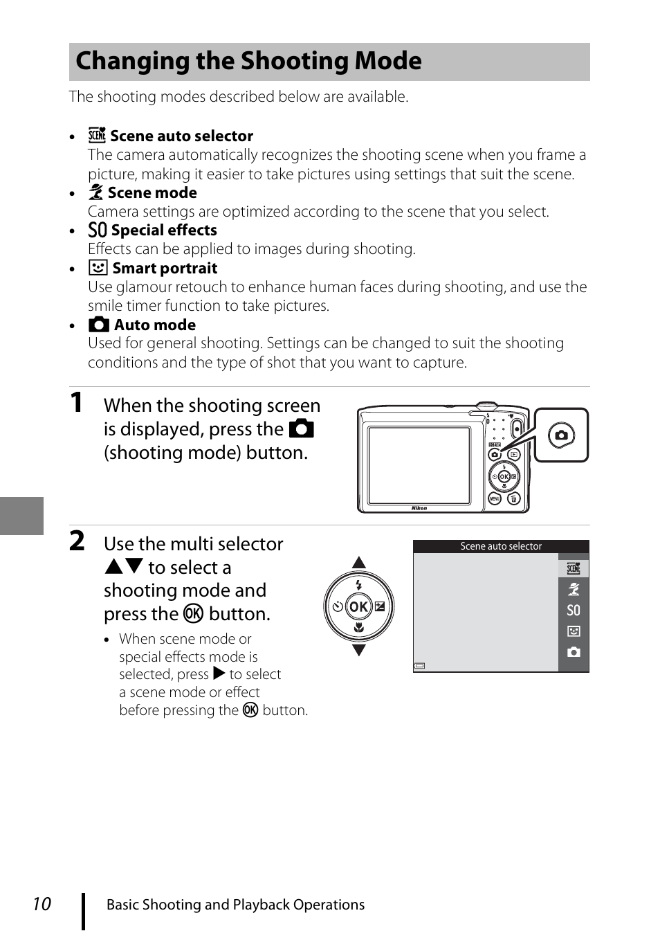 Changing the shooting mode | Nikon Coolpix A100 User Manual | Page 20 / 36