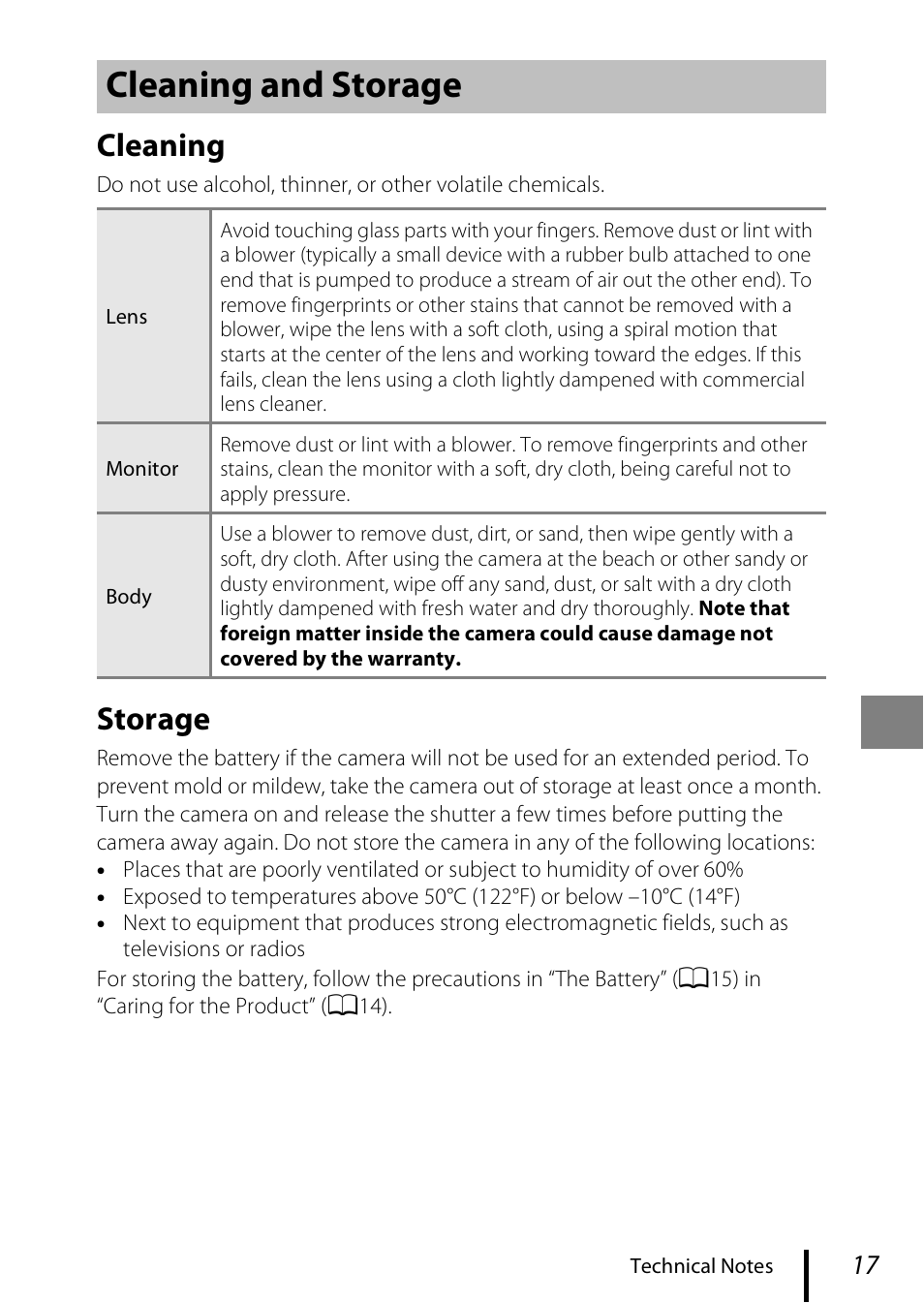 Cleaning and storage, Cleaning, Storage | Nikon Coolpix A100 User Manual | Page 27 / 36