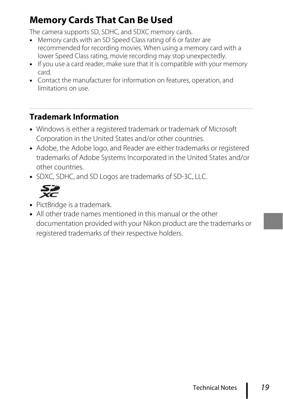 Trademark information | Nikon Coolpix A100 User Manual | Page 29 / 36