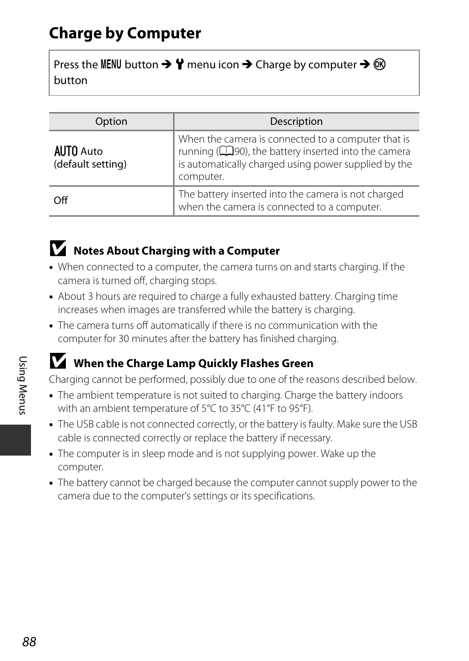 Charge by computer | Nikon Coolpix A100 User Manual | Page 104 / 144