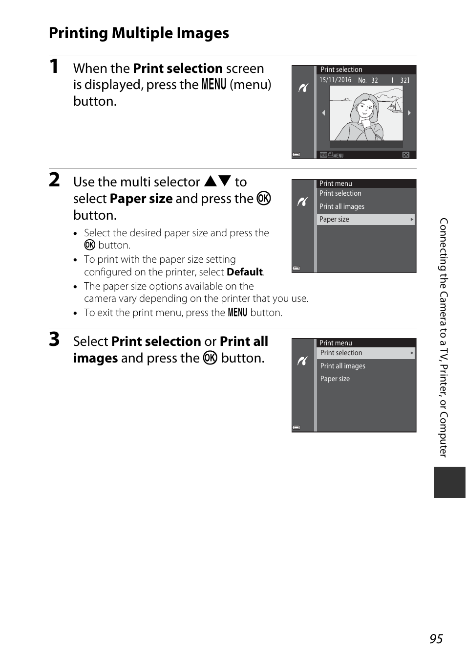 Printing multiple images | Nikon Coolpix A100 User Manual | Page 111 / 144