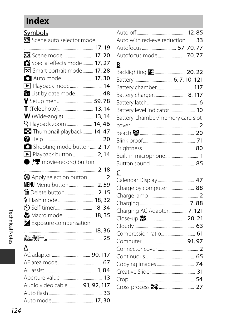 Index | Nikon Coolpix A100 User Manual | Page 140 / 144