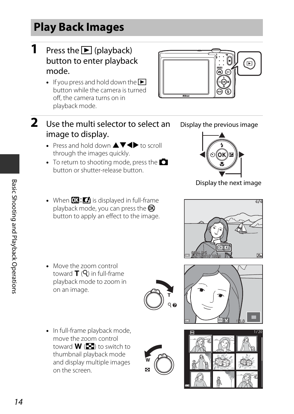 Play back images | Nikon Coolpix A100 User Manual | Page 30 / 144