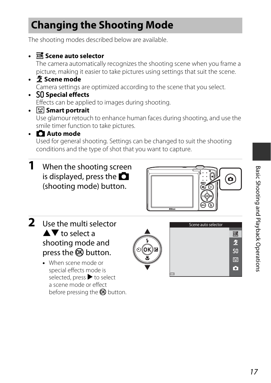 Changing the shooting mode | Nikon Coolpix A100 User Manual | Page 33 / 144