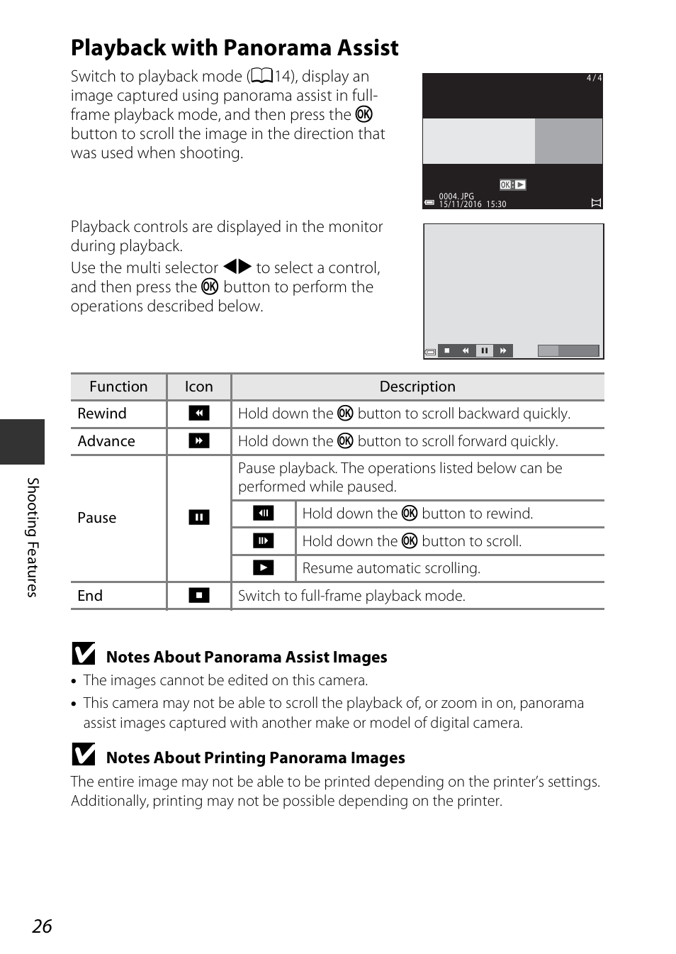 Playback with panorama assist | Nikon Coolpix A100 User Manual | Page 42 / 144