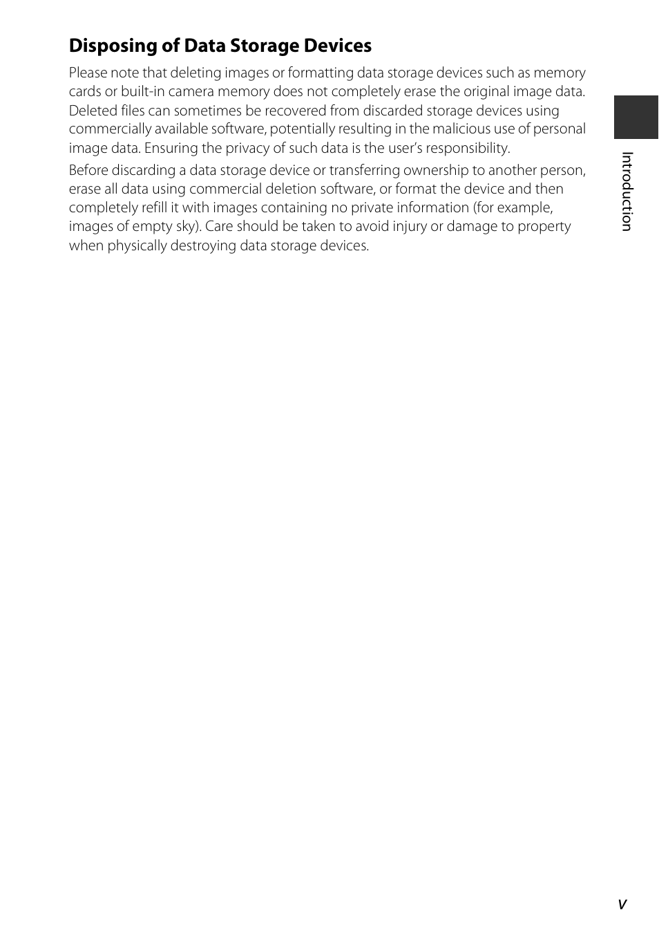 Disposing of data storage devices | Nikon Coolpix A100 User Manual | Page 7 / 144