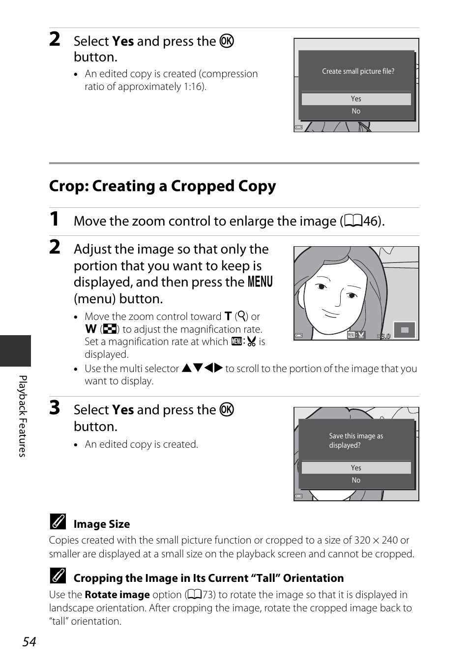 Crop: creating a cropped copy | Nikon Coolpix A100 User Manual | Page 70 / 144