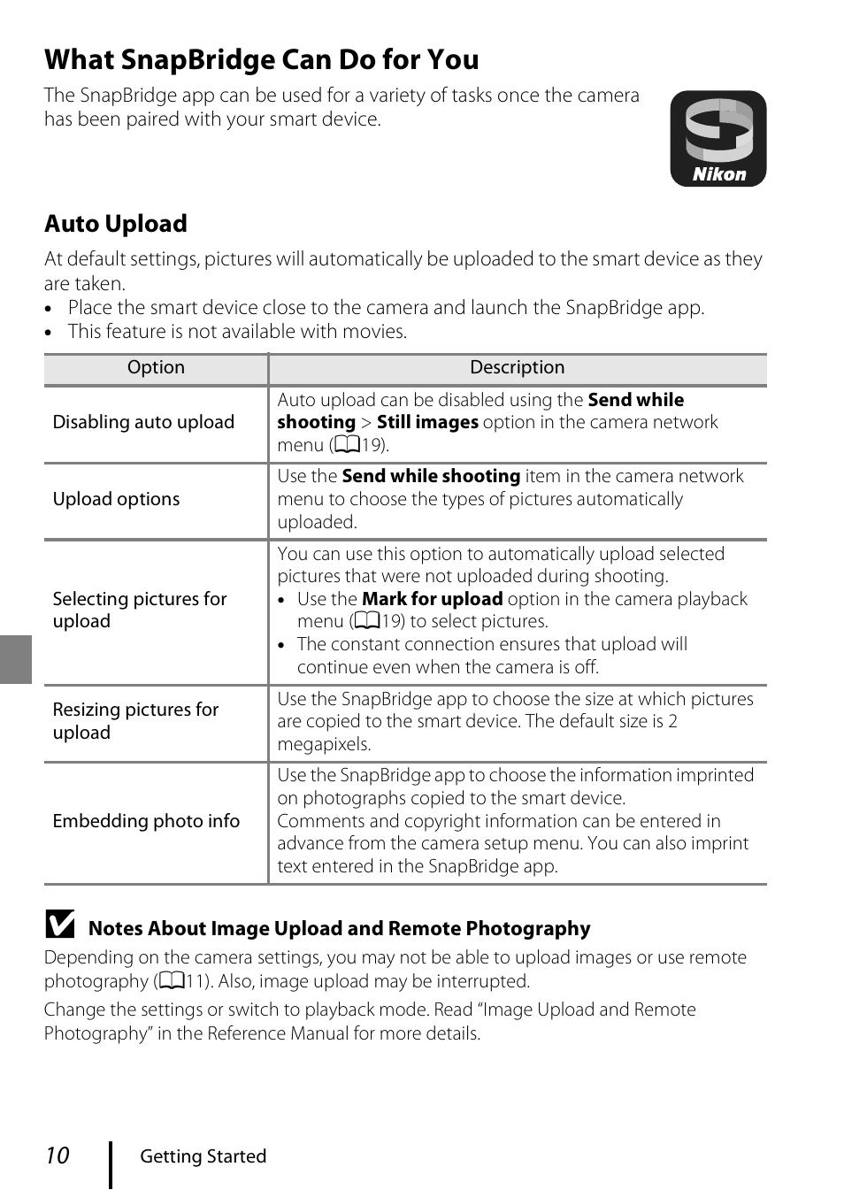 What snapbridge can do for you, Auto upload | Nikon Coolpix A300 User Manual | Page 20 / 44