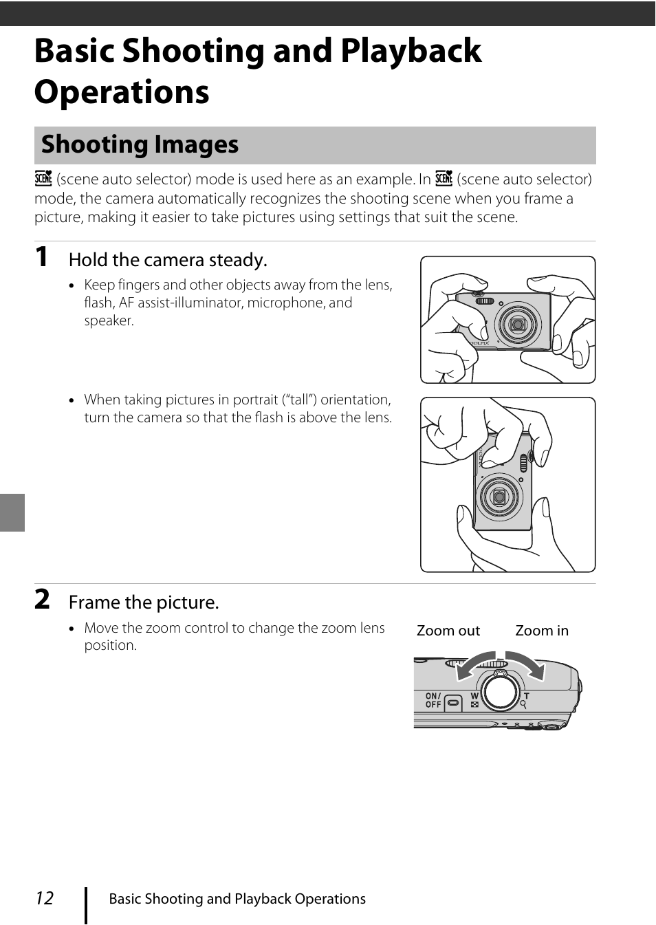Basic shooting and playback operations, Shooting images | Nikon Coolpix A300 User Manual | Page 22 / 44