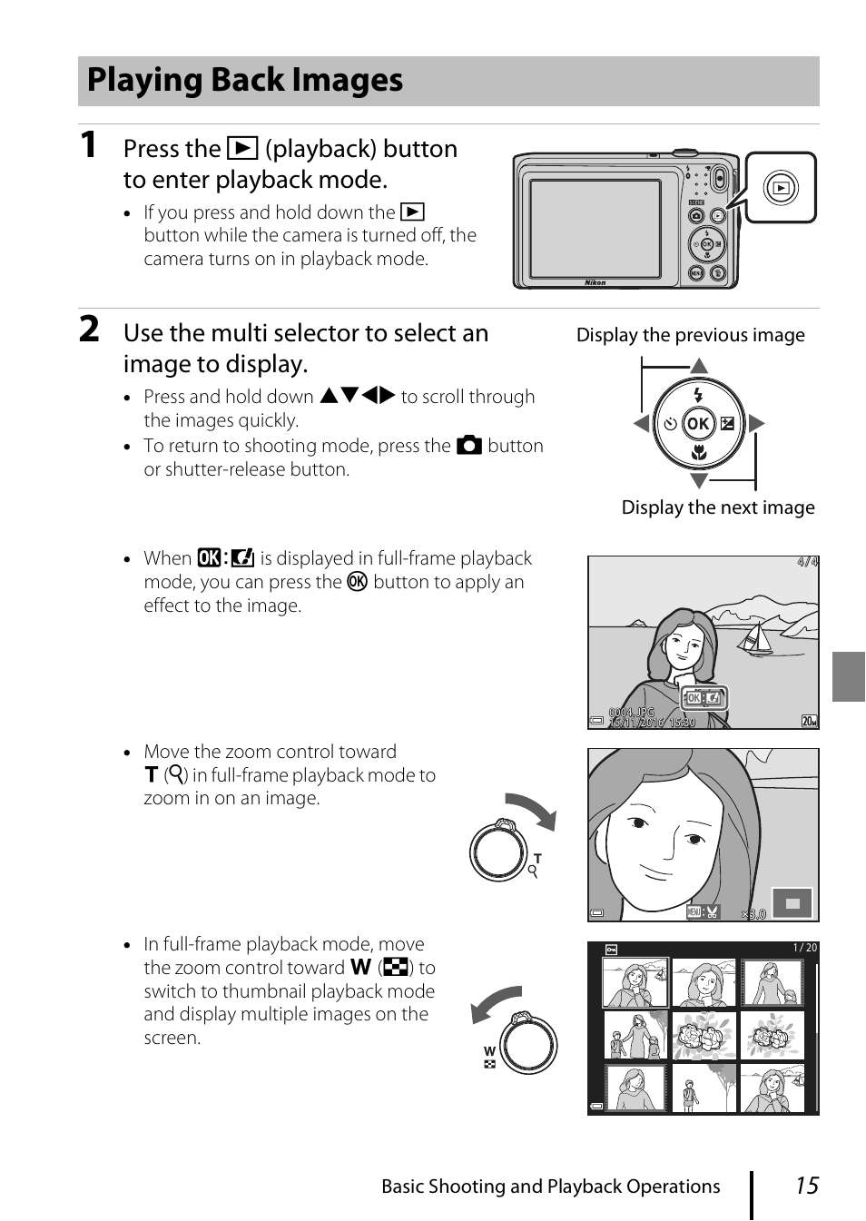 Playing back images | Nikon Coolpix A300 User Manual | Page 25 / 44