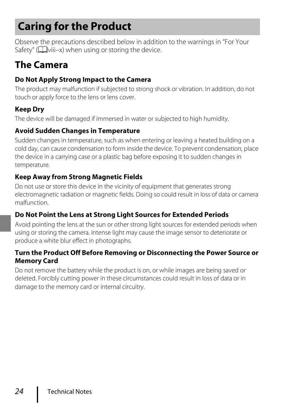 Caring for the product, The camera | Nikon Coolpix A300 User Manual | Page 34 / 44