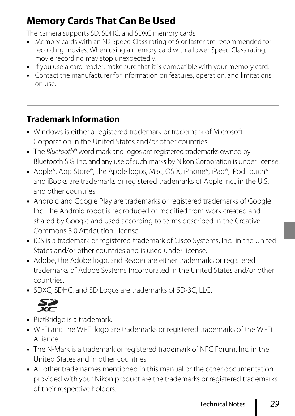 Trademark information | Nikon Coolpix A300 User Manual | Page 39 / 44