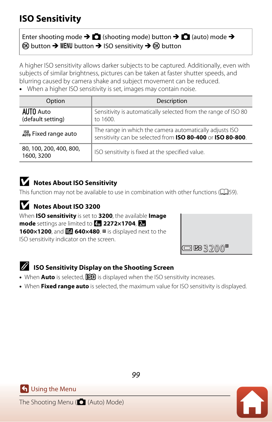 Iso sensitivity | Nikon Coolpix A300 User Manual | Page 114 / 179