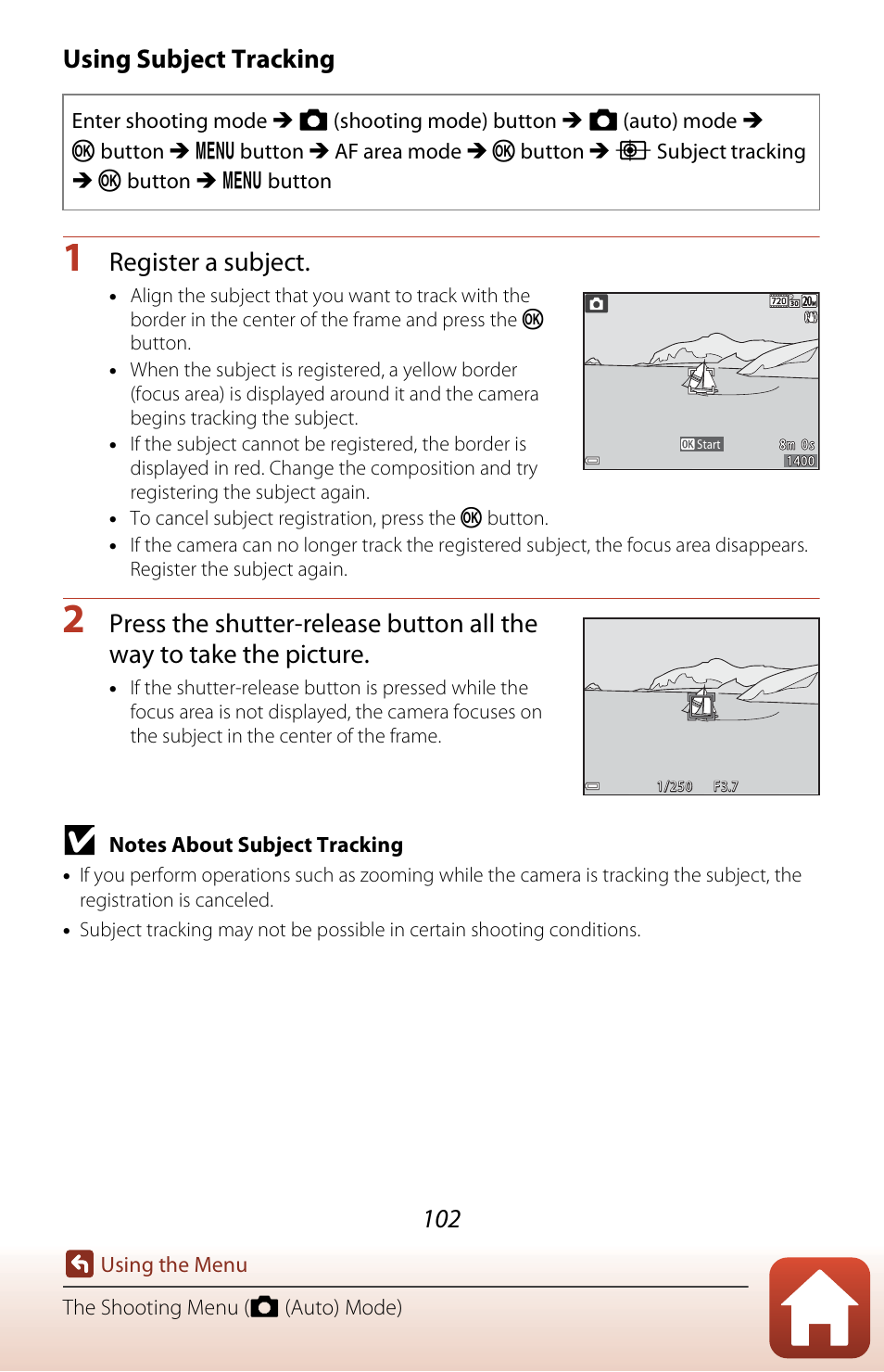 Ect. see “using subject tracking, A102) fo, Using subject tracking | Register a subject | Nikon Coolpix A300 User Manual | Page 117 / 179