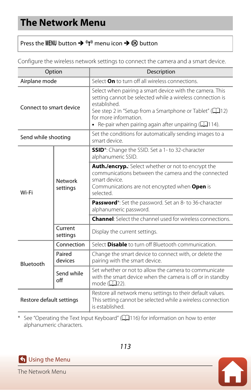 The network menu, A113) | Nikon Coolpix A300 User Manual | Page 128 / 179