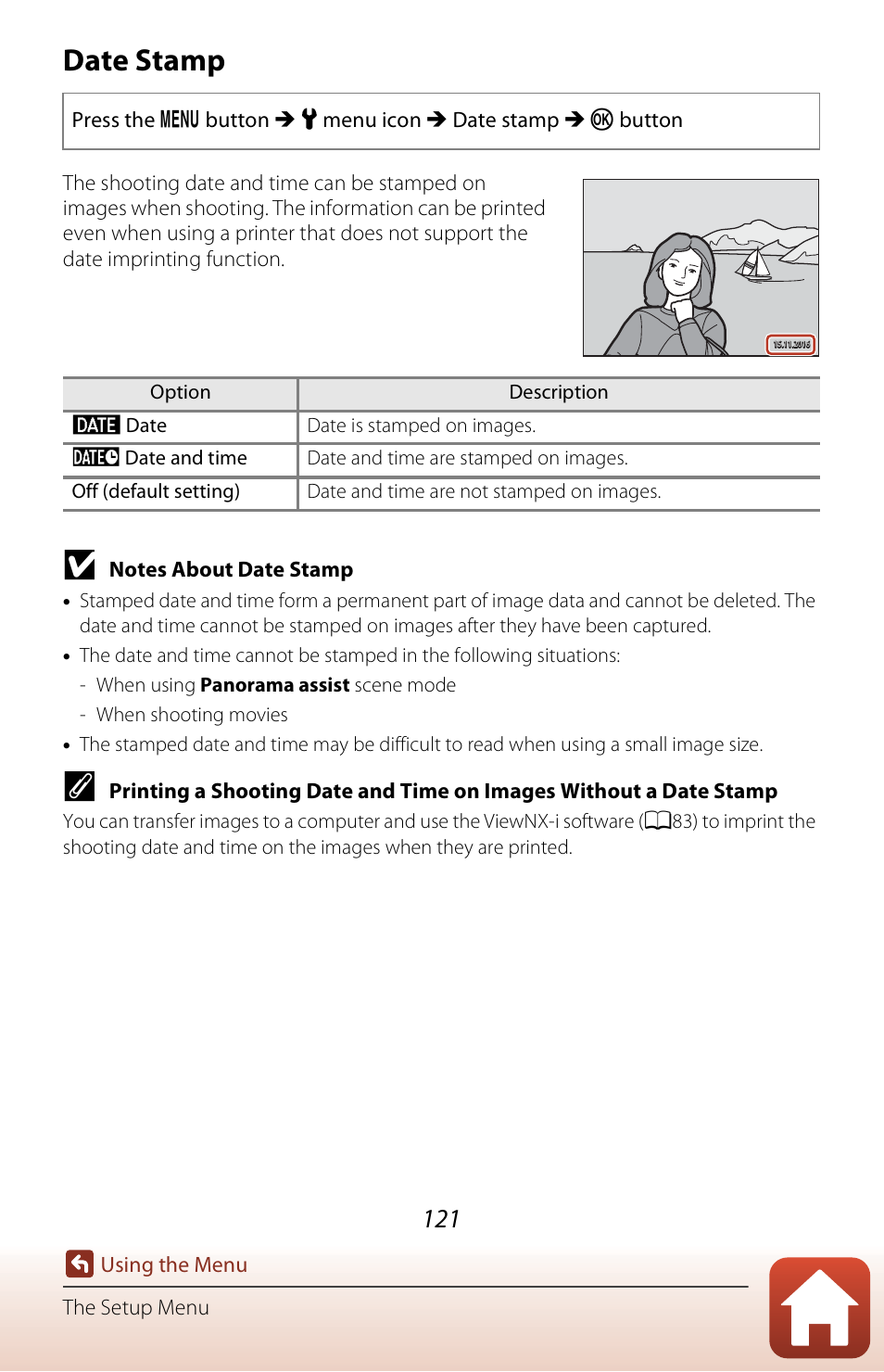 Date stamp | Nikon Coolpix A300 User Manual | Page 136 / 179
