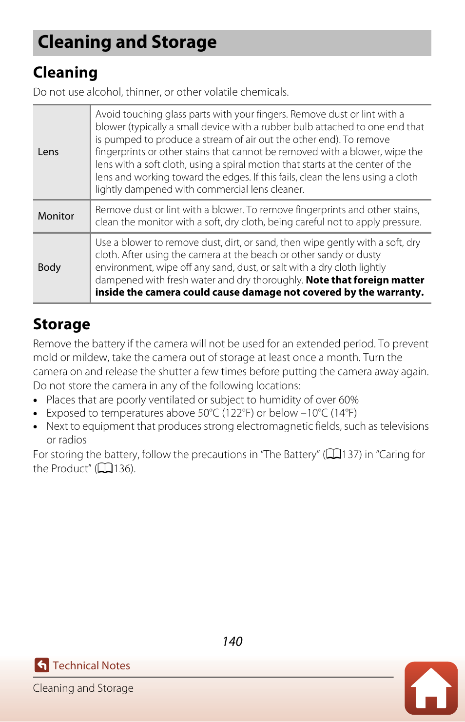 Cleaning and storage, Cleaning, Storage | Nikon Coolpix A300 User Manual | Page 155 / 179