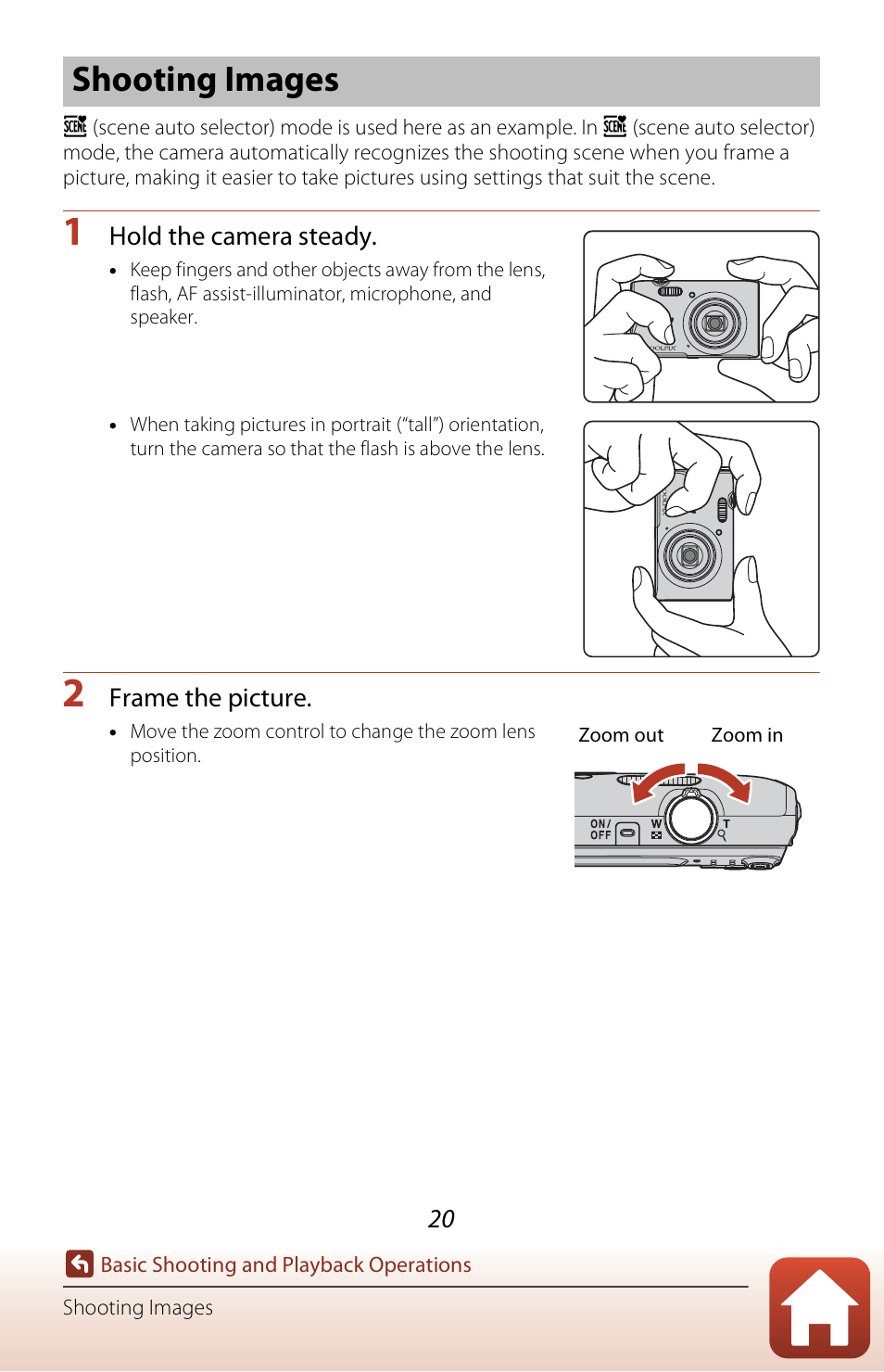 Shooting images | Nikon Coolpix A300 User Manual | Page 35 / 179