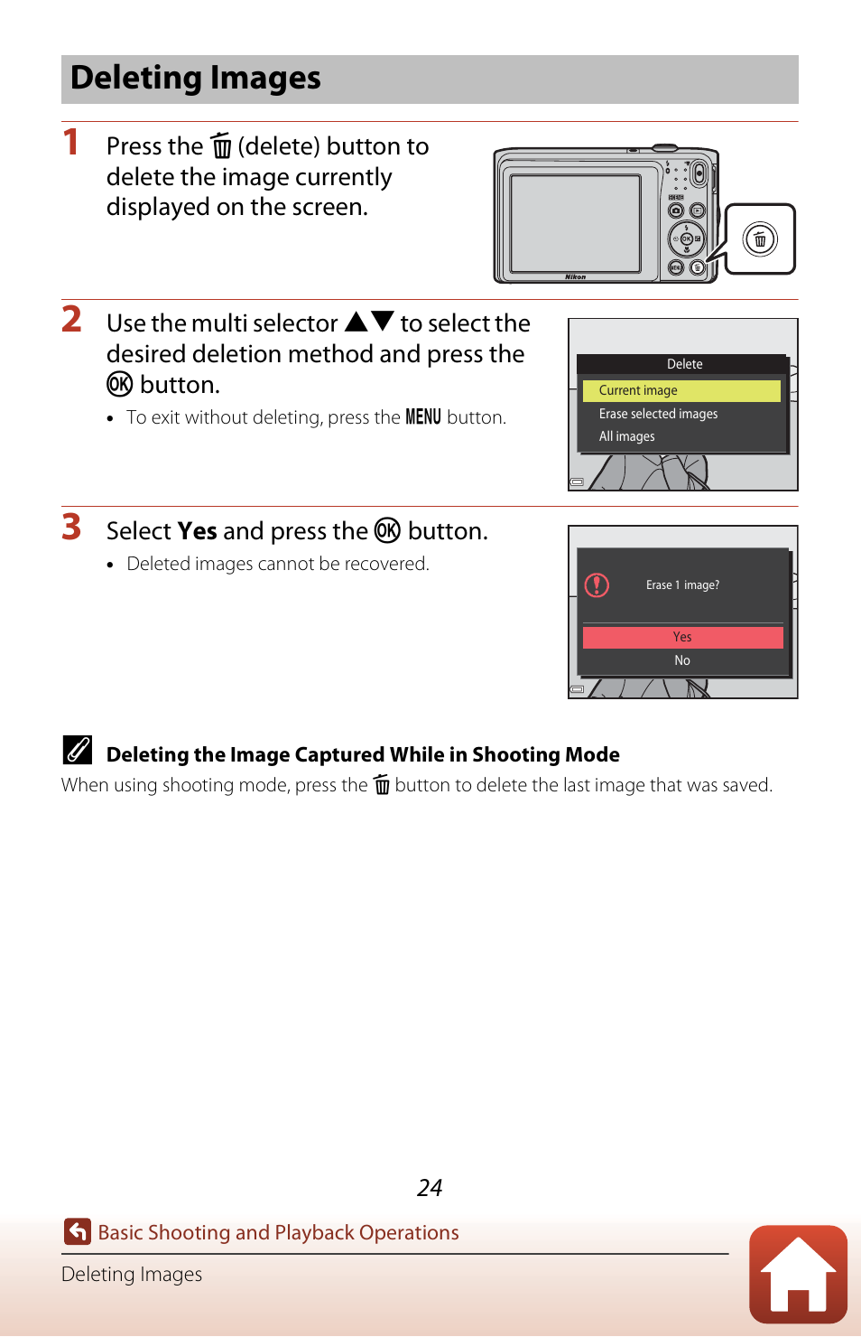 Deleting images | Nikon Coolpix A300 User Manual | Page 39 / 179