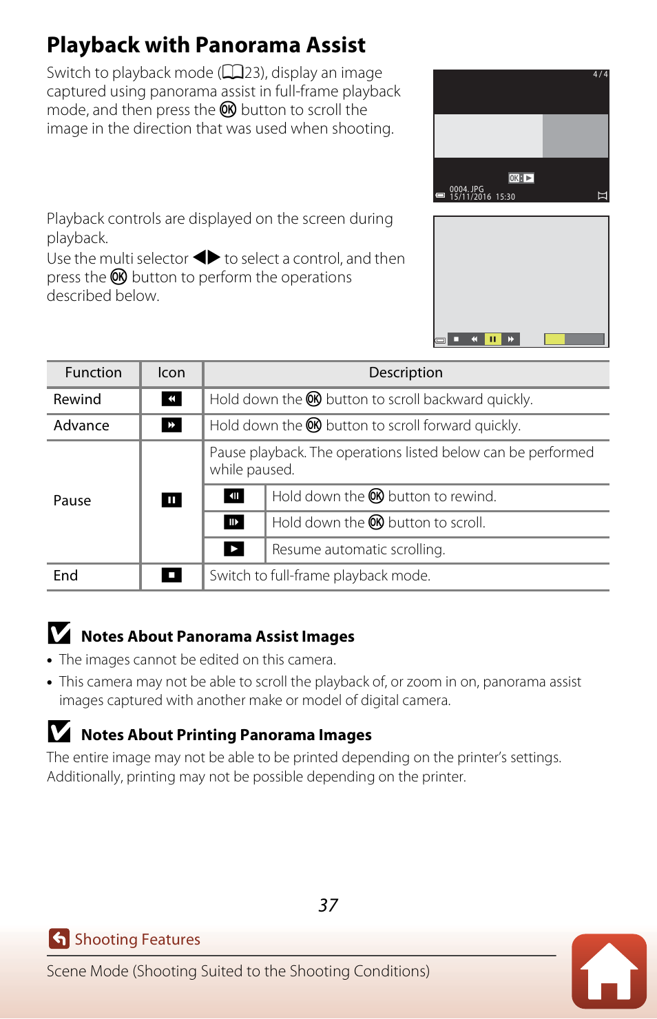 Playback with panorama assist, A37) | Nikon Coolpix A300 User Manual | Page 52 / 179