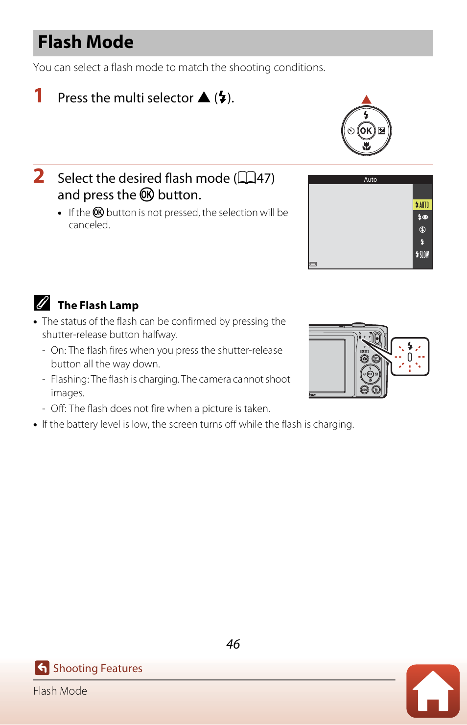 Flash mode, A46) | Nikon Coolpix A300 User Manual | Page 61 / 179